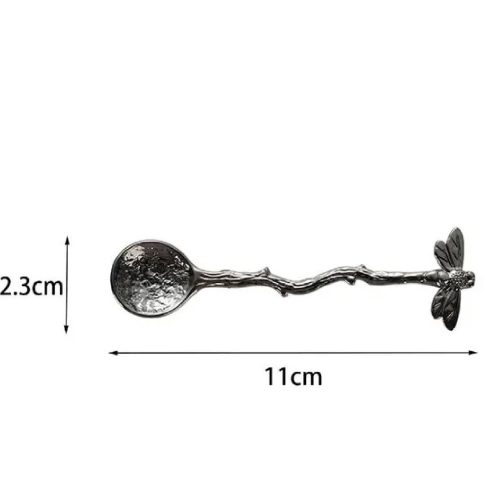 4pcs Gold Retro Dragonfly Spoon Coffee Spoon Teaspoon Stainless Steel Tableware - Picture 4 of 4